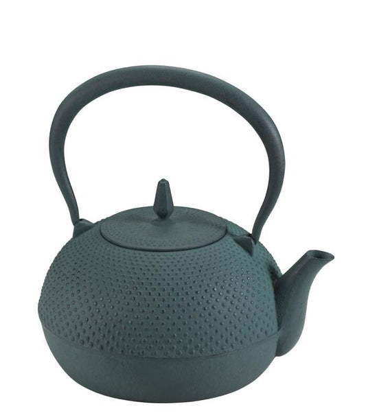 Ikenaga Tekko Nambu Cast Iron Tetsubin Kettle Arare Pattern Bamboo Green 1.2L
