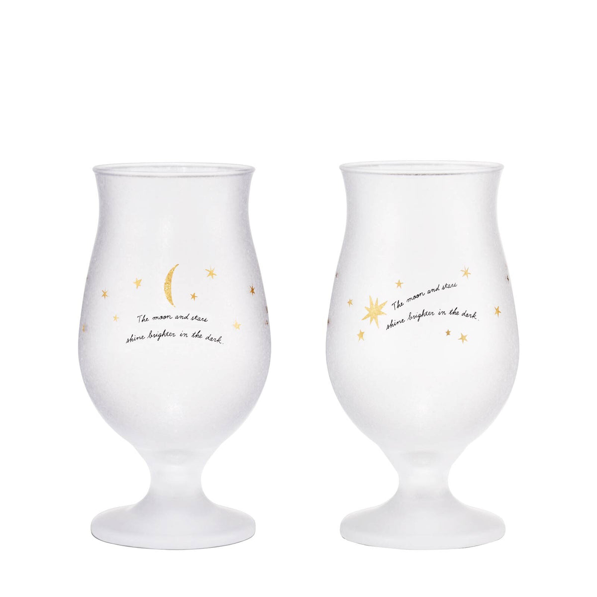 Toyo-Sasaki Glass BeneDIRE Pair Stem Glass, Moon and Star Pattern