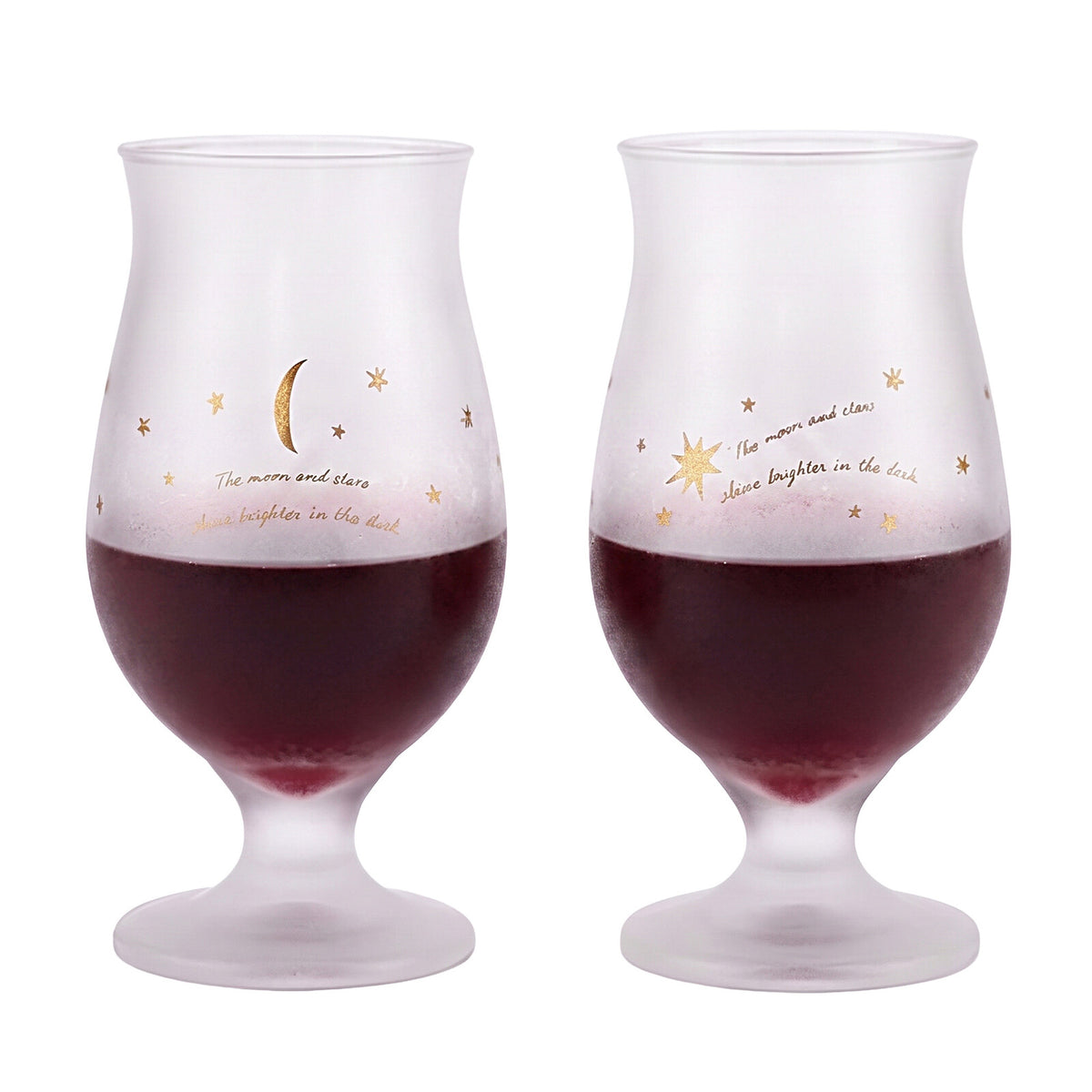 Toyo-Sasaki Glass BeneDIRE Pair Stem Glass, Moon and Star Pattern