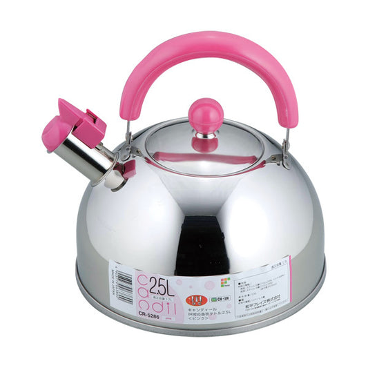 Wahei Freiz Candyle Whistling Tea Kettle 2.5L Pink Induction CR-5286