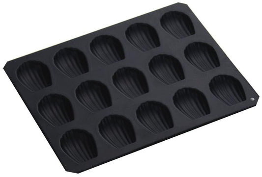 Tiger Crown Black Madeleine Shell Pan 15 Cavity Silicone Coated 5084