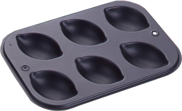 Tiger Crown Black Lemon Cake Pan 6 Cavity Silicone Coated Steel 5072