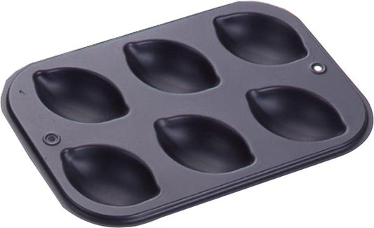 Tiger Crown Black Lemon Cake Pan 6 Cavity Silicone Coated Steel 5072