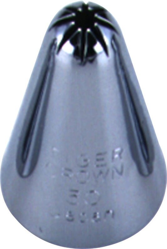Tiger Crown Piping Tip Small #30 Star 8 Cuts Brass Chrome Plated 1004