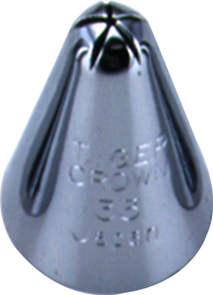 Tiger Crown Piping Tip Small #33 Star 5 Cuts Brass Chrome Plated 1005