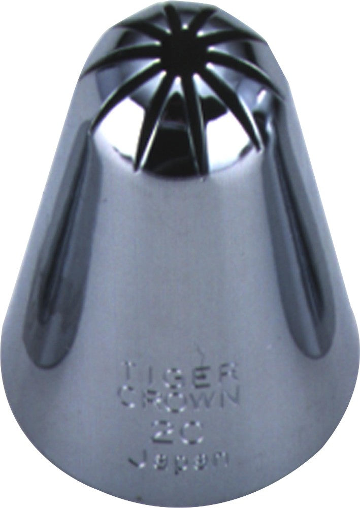 Tiger Crown Piping Tip Large #2C Brass Chrome Plated 1022