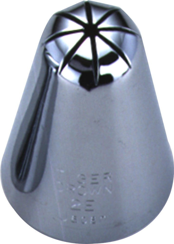 Tiger Crown Piping Tip Large #2E Star 8 Cuts Brass Chrome Plated 1024