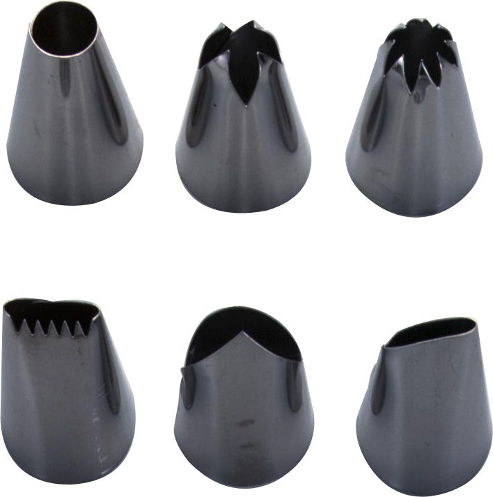 Tiger Crown New Wide Piping Tip Set 6 Pieces Stainless Steel 393