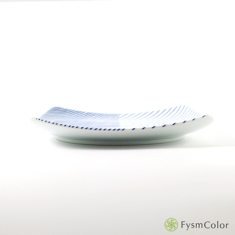 Hakusan Porcelain Layered Stripe Square Multi-Use Plate Hasami Ware