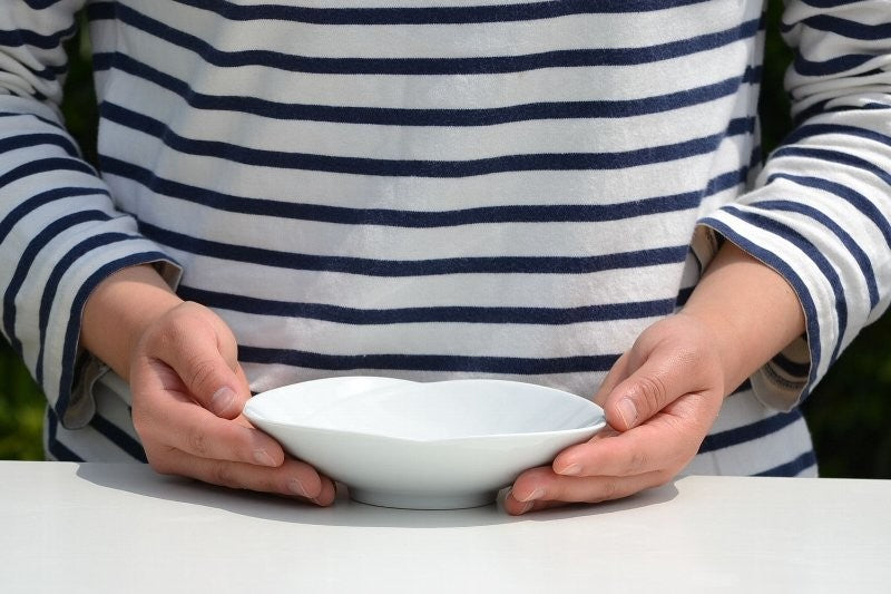 Hakusan Porcelain Tomoe Shallow Bowl Medium White Hasami Ware