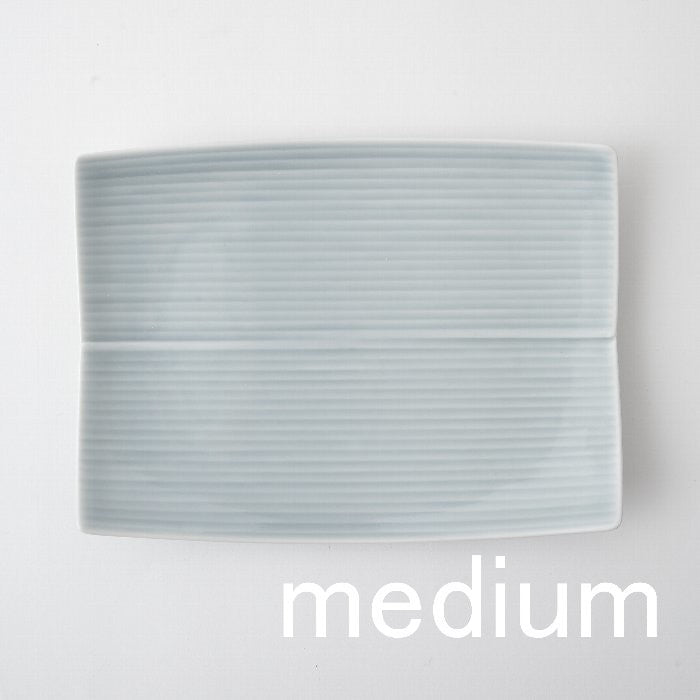 Hakusan Porcelain Rectangular Plate Gray Medium Hasami Ware