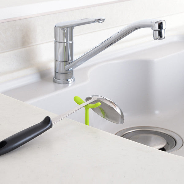 Akebono Leaf Utensil Rest with Suction Cup Green MZ-3500