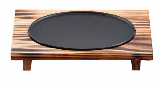 Nambu Iron Craft Royal Oval Dish with Wood Base PKB3401