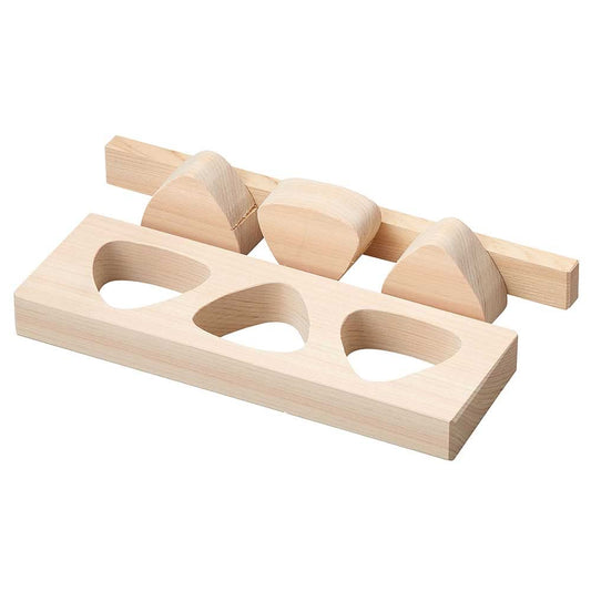 Yamako Hinoki Onigiri Rice Ball Shaper with Pusher 3 Holes 06305