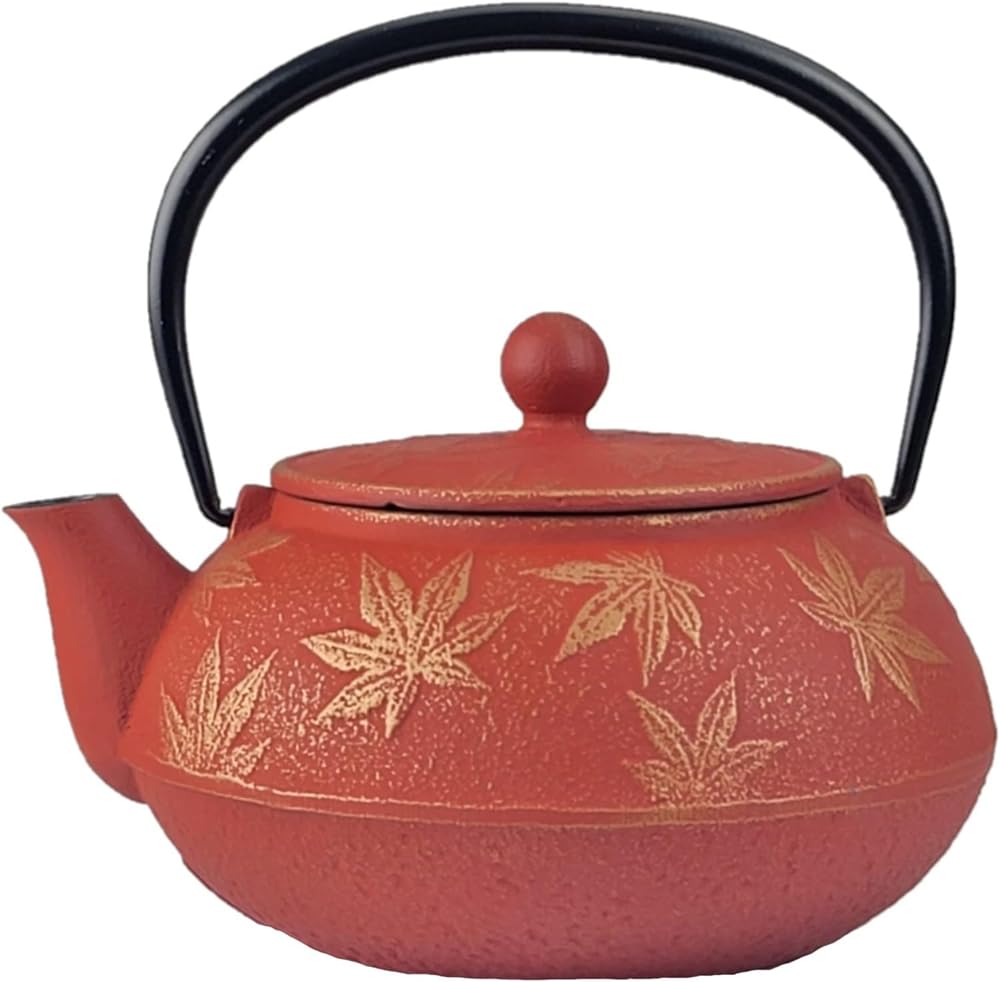 Iwachu Nambu Ironware Teapot Maple Gold/Red Brown Type 5
