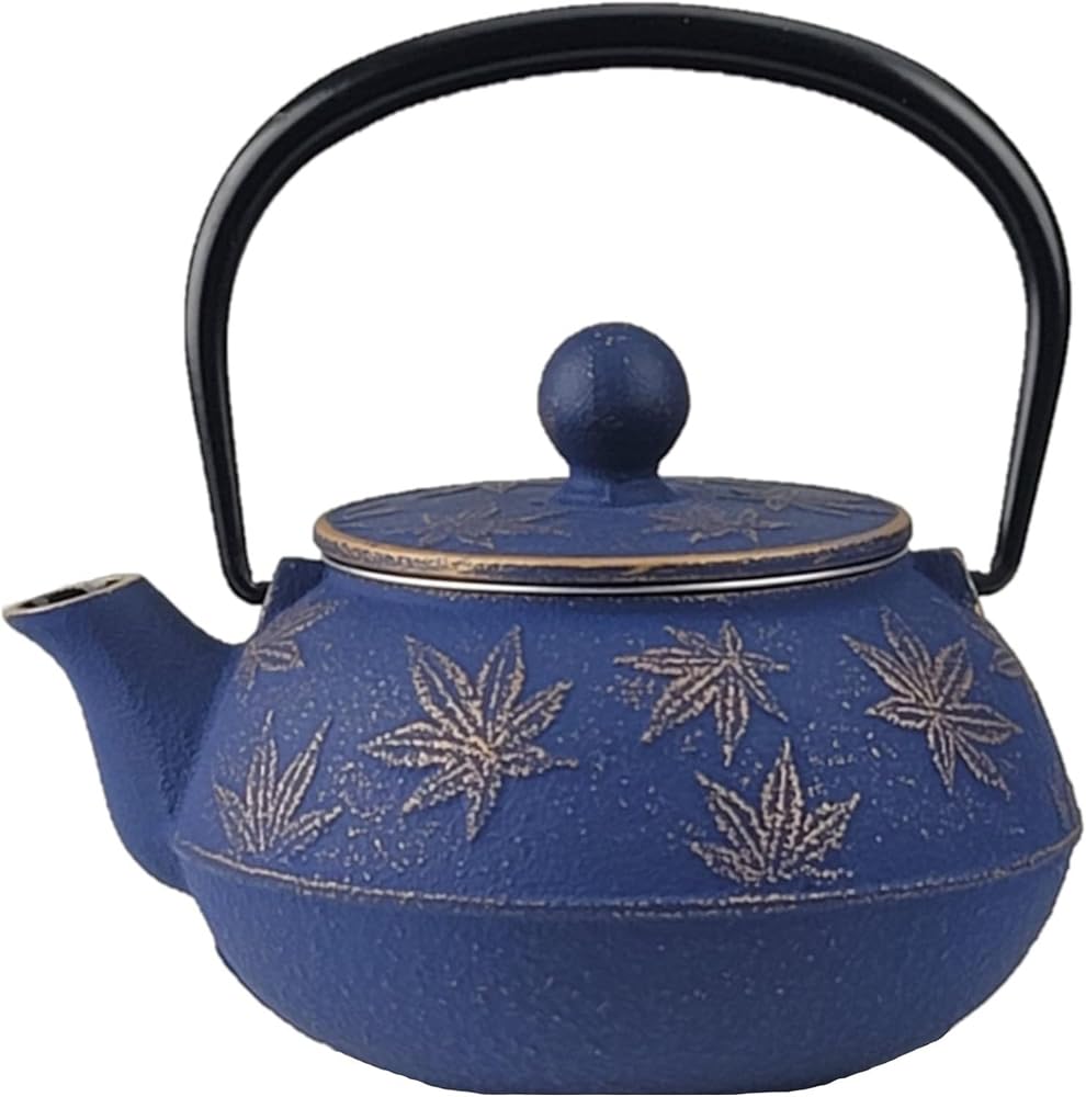Iwachu Nambu Ironware Teapot Maple Gold/European Blue Type 3