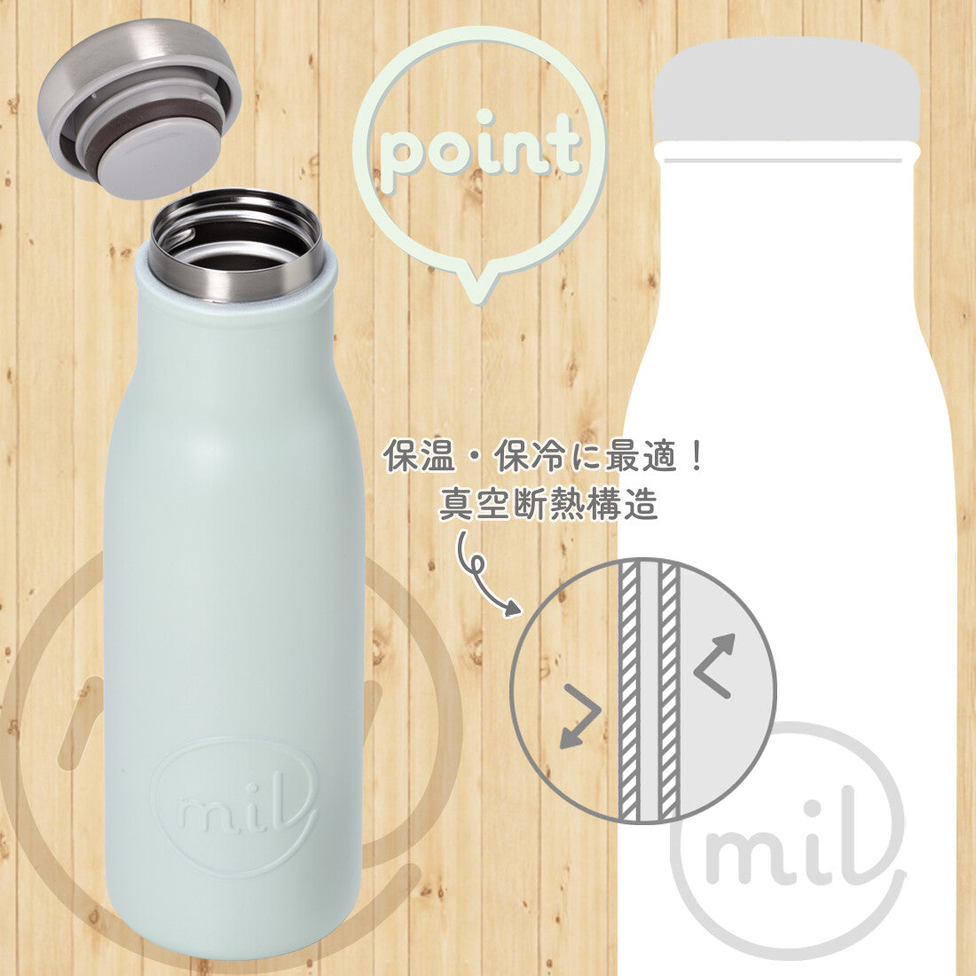 Wahei Freiz Mill Mug Bottle 480ml Mint MR-8295