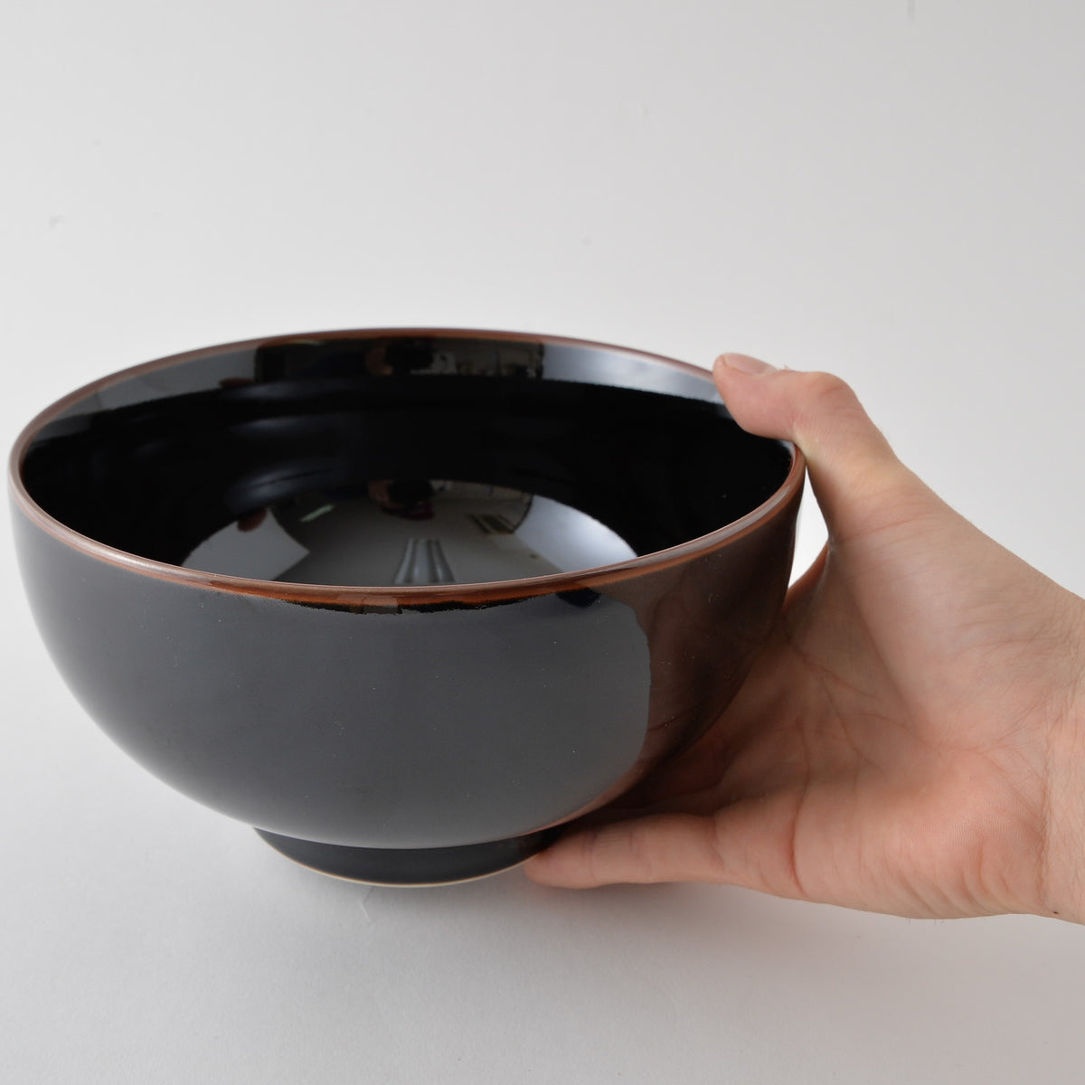 Hakusan Porcelain Tenmoku Deep Noodle Bowl Size 6 Black