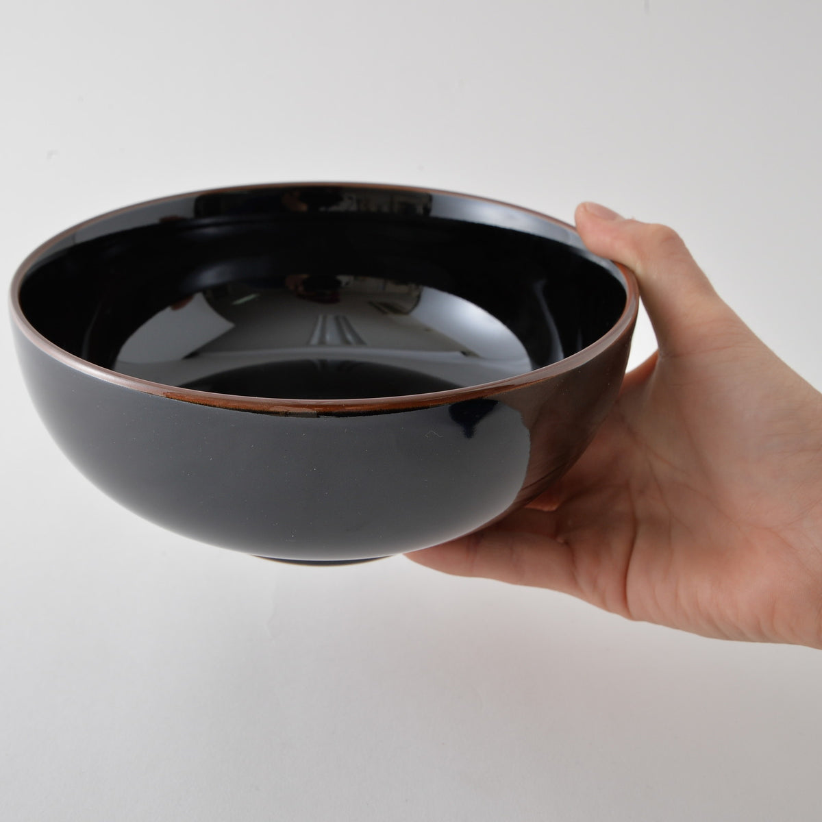 Hakusan Porcelain Tenmoku Shallow Noodle Bowl Size 6 Black