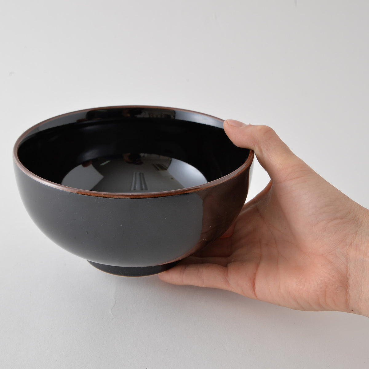 Hakusan Porcelain Tenmoku Deep Noodle Bowl Size 5 Black
