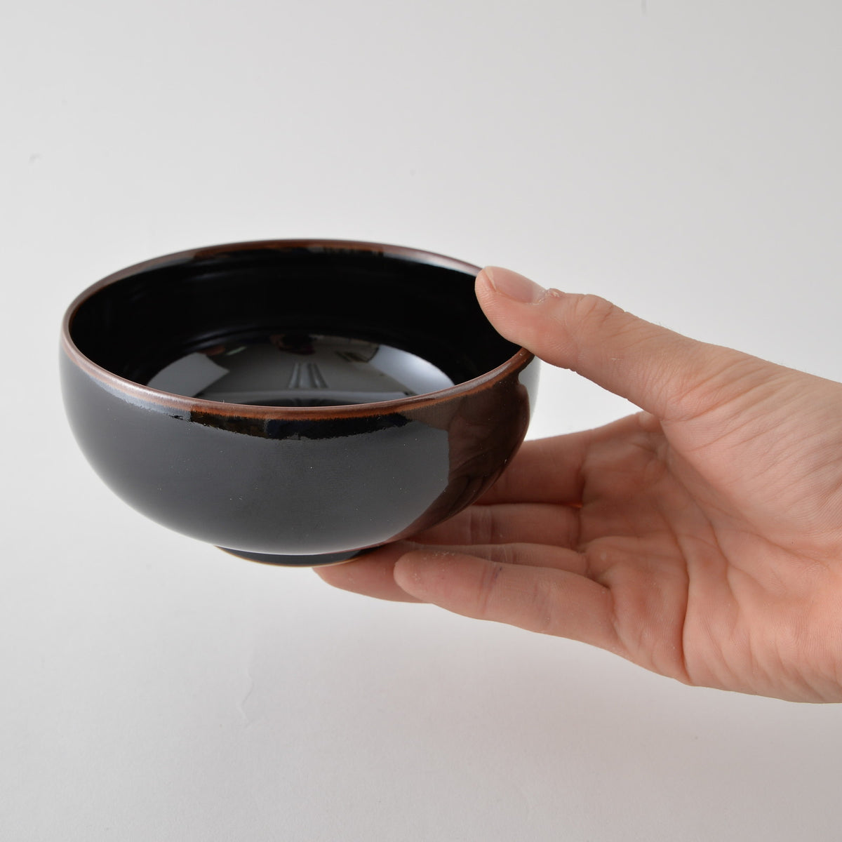 Hakusan Porcelain Miso Soup Bowl Tenmoku Glaze