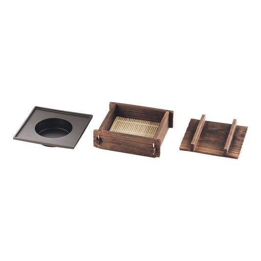 Yamako Grilled Cedar Square Mini Seiro Steamer Set Large QKV6801