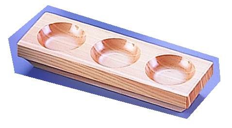 Yamako Hinoki 3-Hole Condiment Dish QYK13