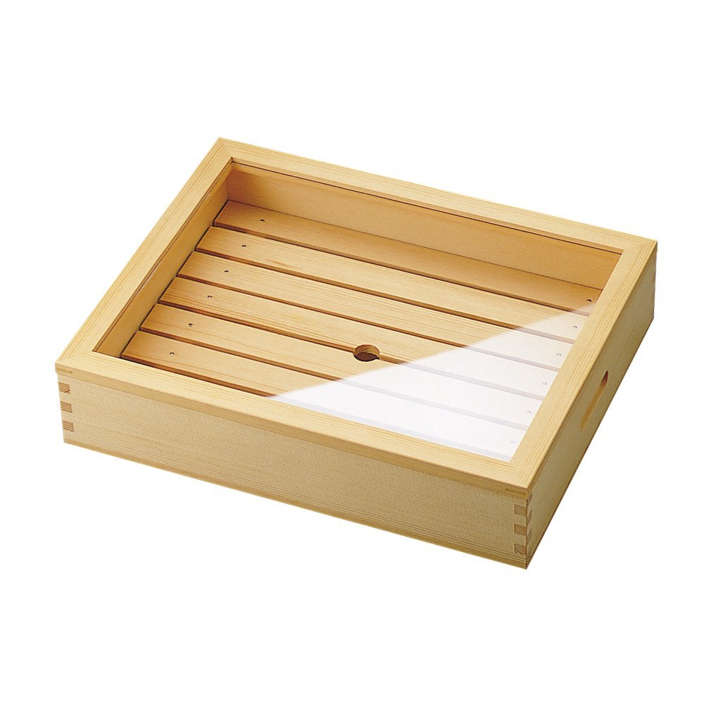 Yamako Wooden Sushi Neta Box with Acrylic Lid