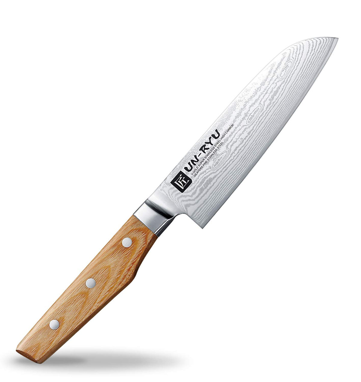 Shimomura Unryu Damascus Steel Knife with Wood Handle