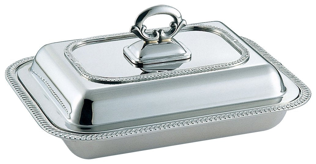 Wadasuke Stainless Chrysanthemum Rim Square Entree Dish