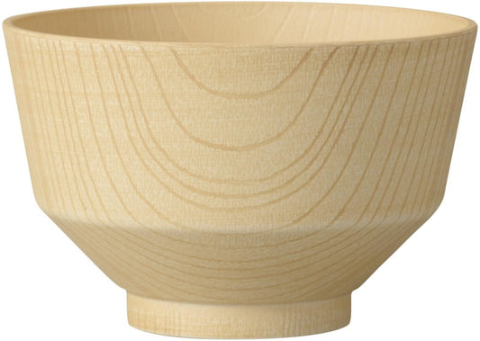 Kanoh Shiraki Koma Shape Miso Soup Bowl White Wood Grain