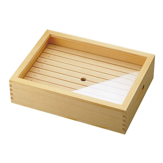 Yamako Wooden Sushi Neta Box with Acrylic Lid Large