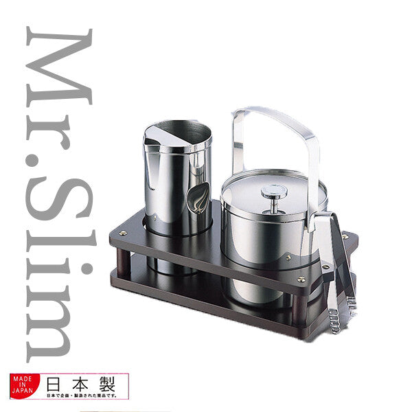 Azuma Ice Pail & Water Pitcher Set with Wood Base