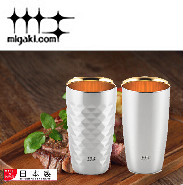 Azuma Migakiya Syndicate Double-Wall Diamond-Cut Tumbler Gold-Plated Interior