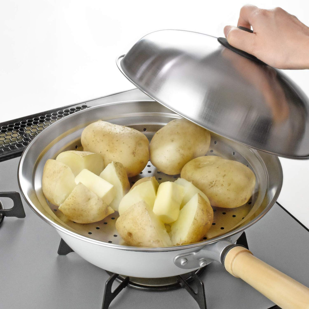 Wahei Freiz Saishokuan Steamer Rack with Lid for 24-26cm Frying Pans ME-7195