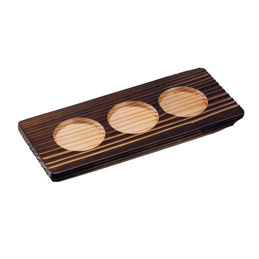 Yamako Yakisugi Cedar Sake Tasting Tray 3 Holes 22x9x1.5cm 16228