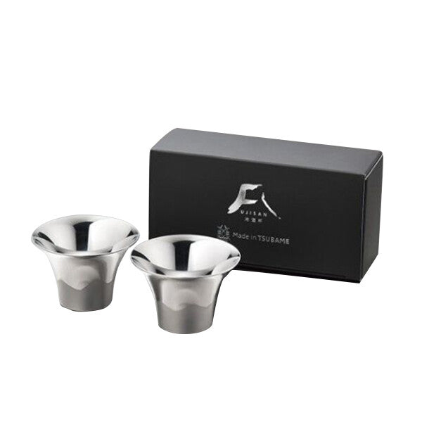 Tamahashi Mt. Fuji Sake Cup Stainless Steel Set of 2