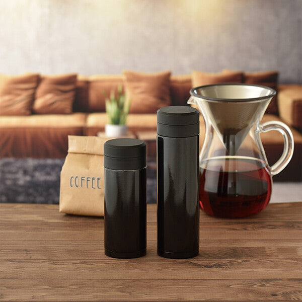 Wahei Freiz Omit Screw Cap Slim Mug Bottle 200ml Black RH-1494