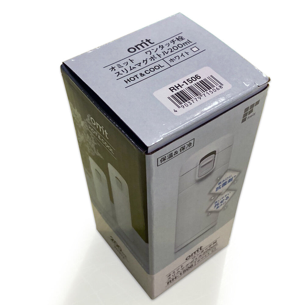 Wahei Freiz Omit One-Touch Cap Slim Mug Bottle 200ml White RH-1506
