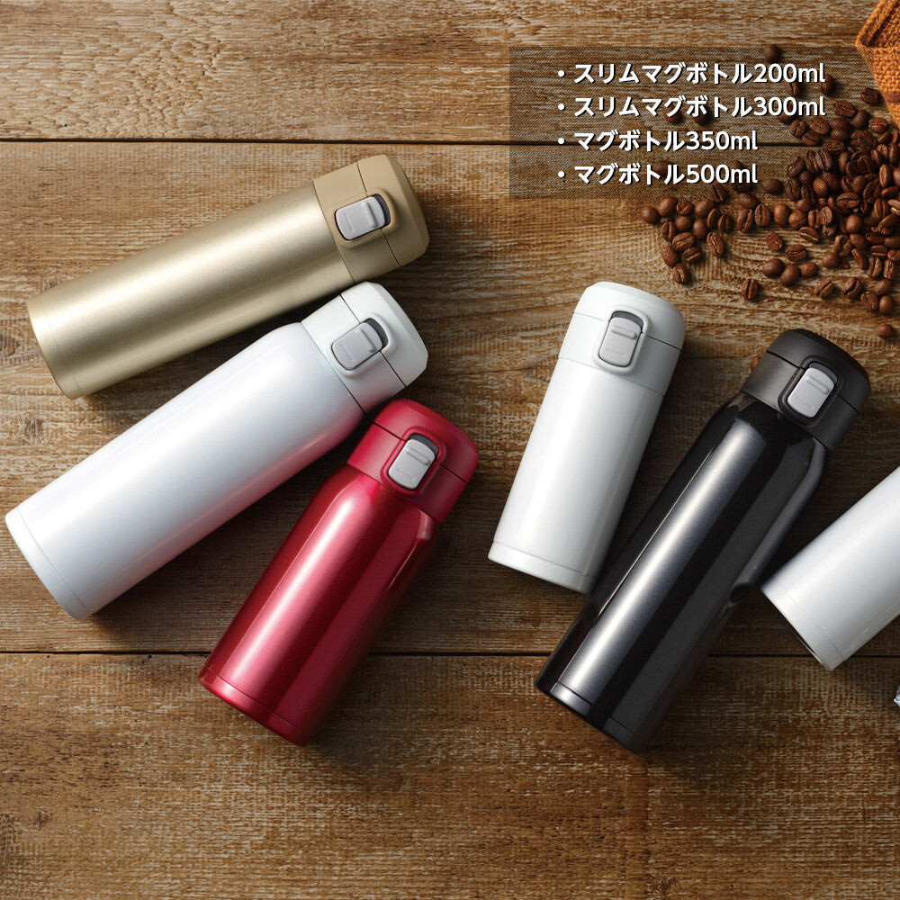 Wahei Freiz Omit One-Touch Cap Slim Mug Bottle 200ml White RH-1506