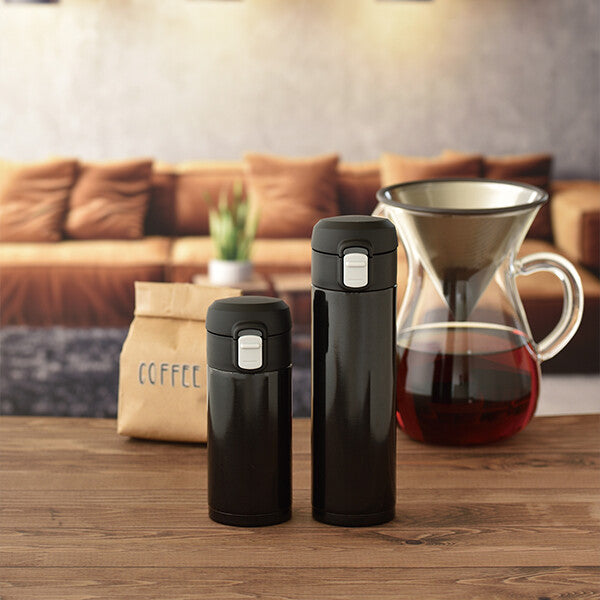 Wahei Freiz Omit One-Touch Cap Slim Mug Bottle 200ml Black RH-1508