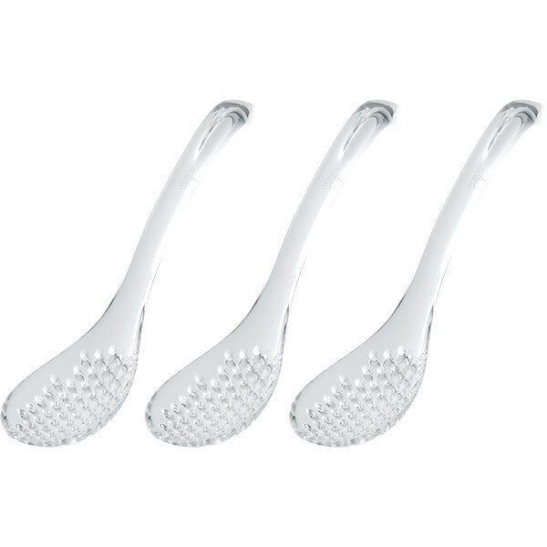 Akebono Shizuku Slotted Chinese Soup Spoons Set of 3 Clear