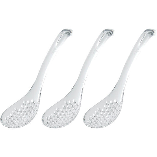 Akebono Shizuku Slotted Chinese Soup Spoons Set of 3 Clear
