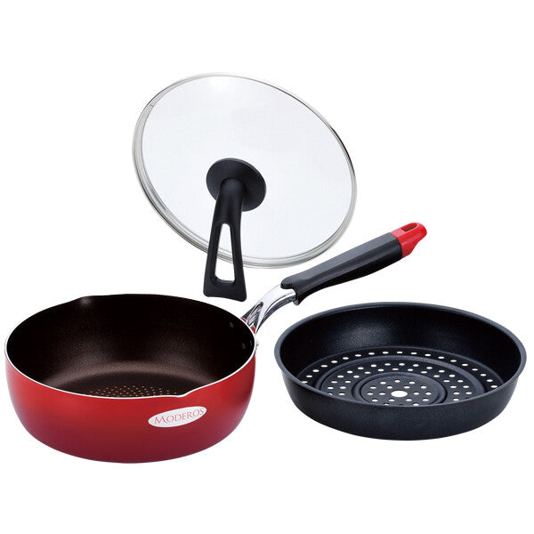 Wahei Freiz Moderos IH Deep Frying Pan with Steam Rack 24cm MM-9758