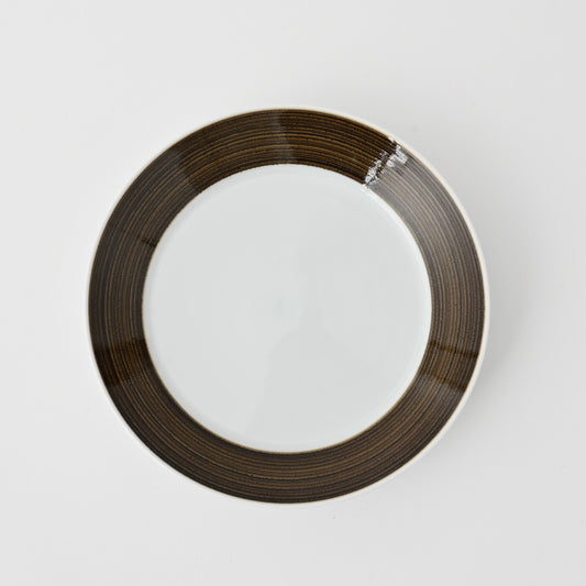 Hakusan Porcelain Hasami-yaki Asa no Ito Sepia Medium Plate