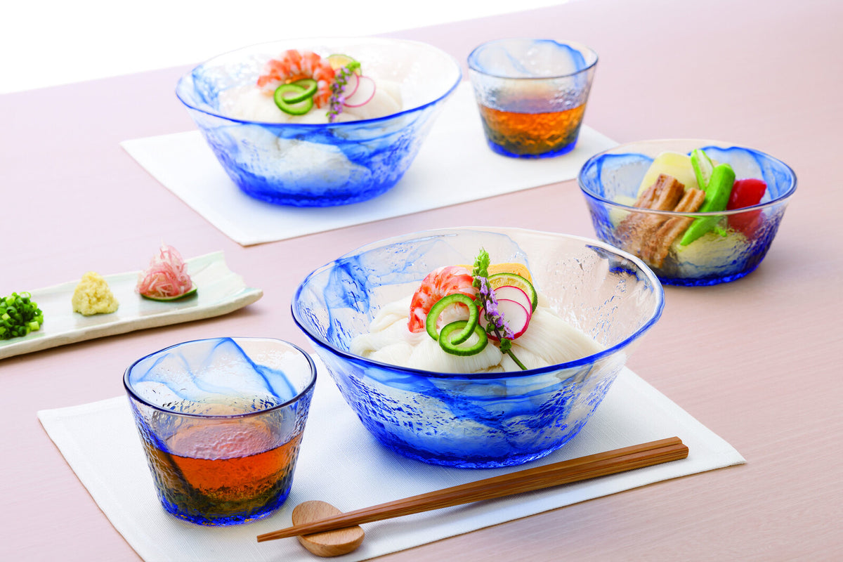 Toyo-Sasaki Glass Ryuso Medium Bowl Blue 19cm P-43313-F/B