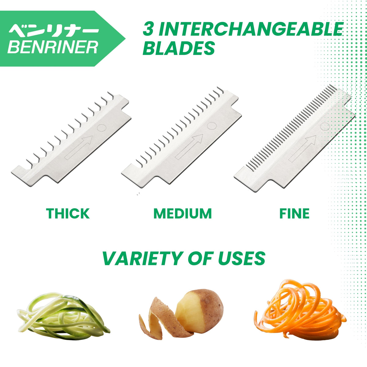 Benriner Turning Slicer (Saimenki), Horizontal Spiral Vegetable Slicer, Light Green, Made in Japan