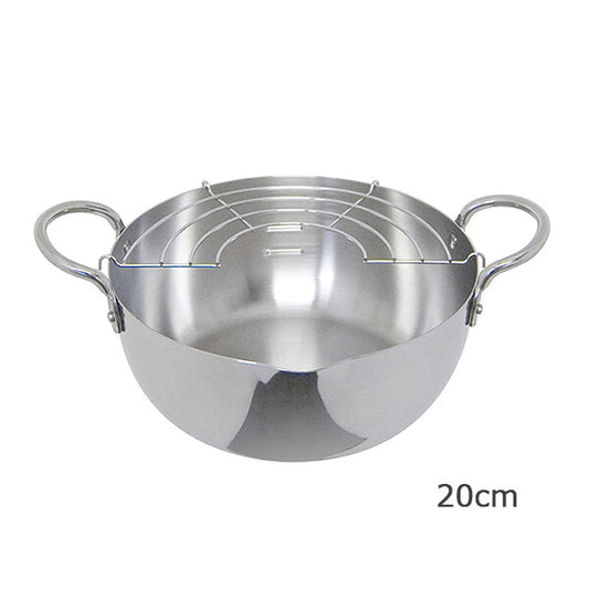 Urushiyama Stainless Steel Deep Frying Pot 20cm Induction Compatible