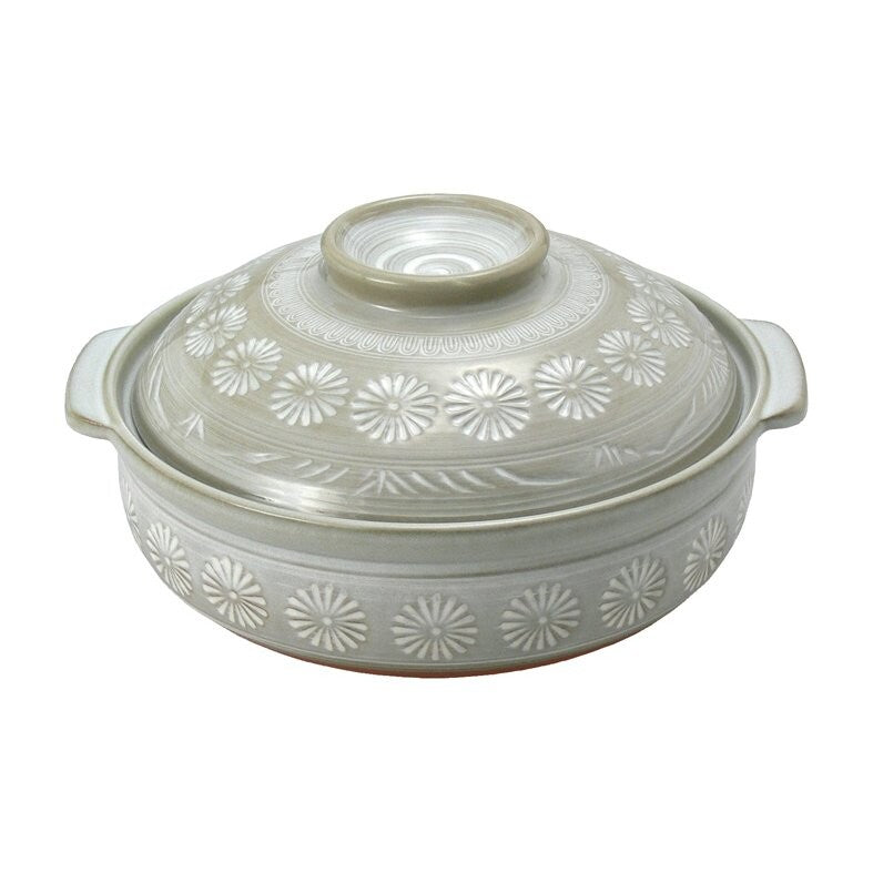 Ginpo Mishima Donabe Clay Pot Size 9