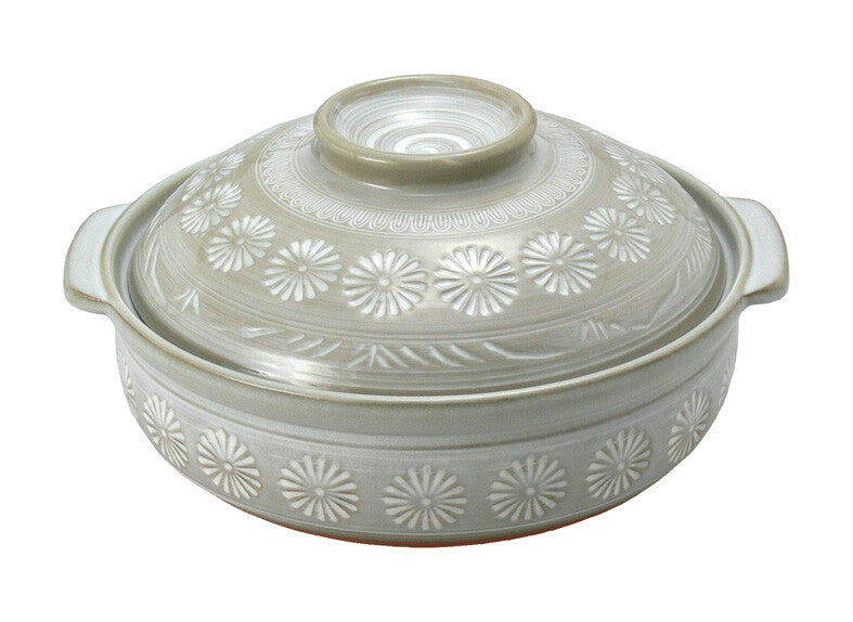 Ginpo Mishima Donabe Clay Pot Size 10